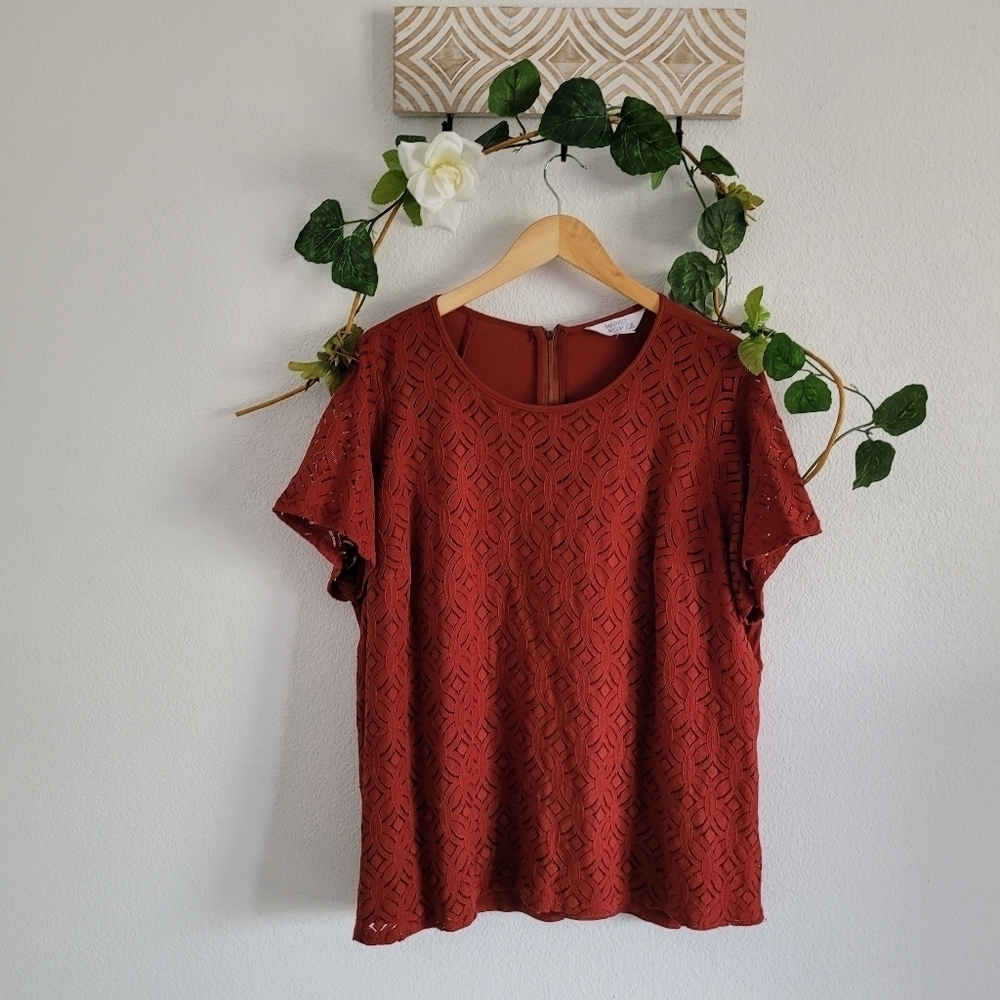 Market and Spruce red eyelet top